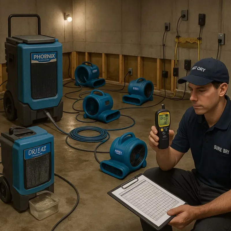Structural Drying and Dehumidification process in Exeter, CA